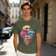 Olive T-Shirt With Skull Ice Cream Cone Graphic