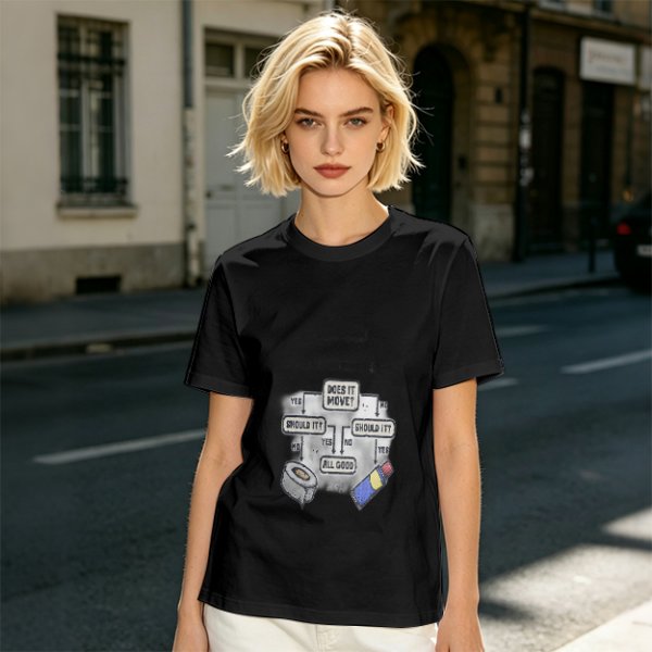 Funny duct tape and WD-40 flowchart graphic olive t-shirt