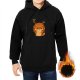 Black hoodie with sarcastic fox hug graphic print