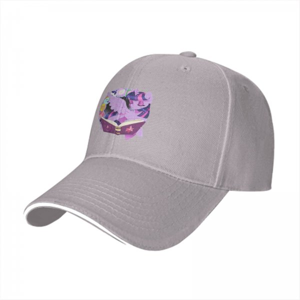 Black baseball cap with Twilight Sparkle reading a magic book print
