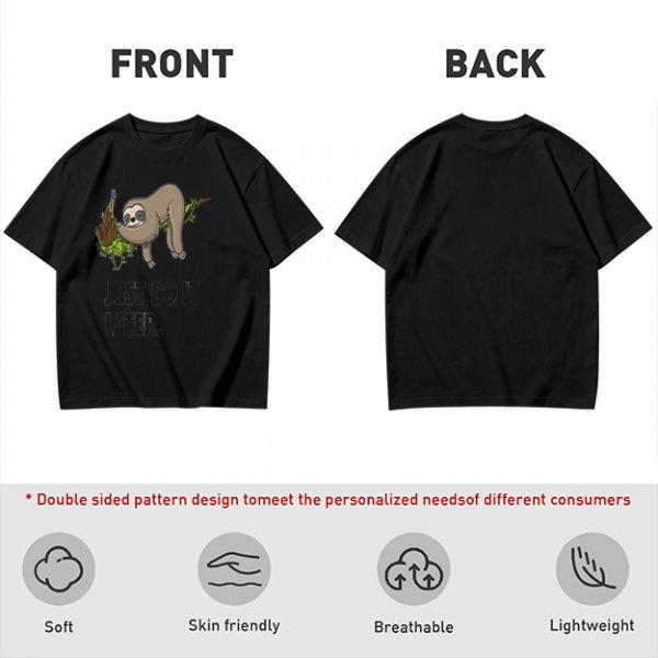 Olive Sloth 'Just Do It Later' Graphic T-Shirt