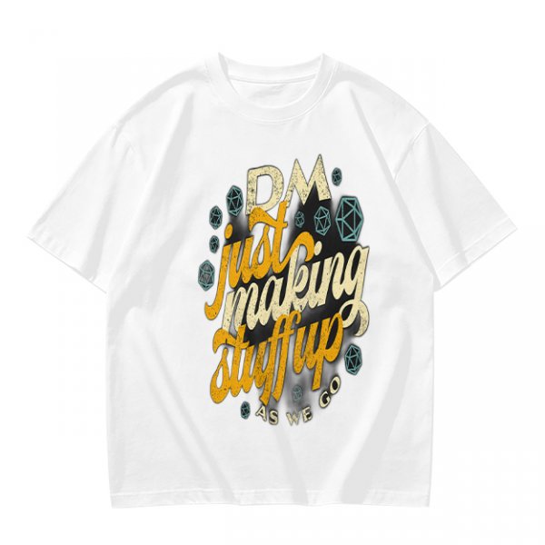 Olive T-Shirt With 'DM Just Making Stuff Up As We Go' Print