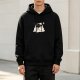 Black hoodie with cute black cat wrapped in a blanket graphic