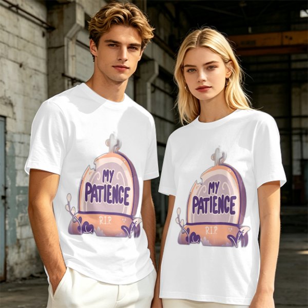 Olive T-Shirt With 'My Patience' Gravestone Graphic Print