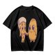 Olive Green T-Shirt With Cute Pizza And Corn Holding Hands Art