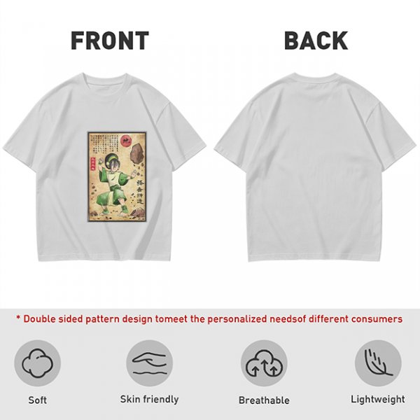 Olive T-shirt with Earthbender Character Vintage Art Print
