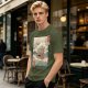 Olive t-shirt with ukiyo-e style Howl's Moving Castle print