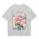 Olive green t-shirt with cherry blossom festival dog character print