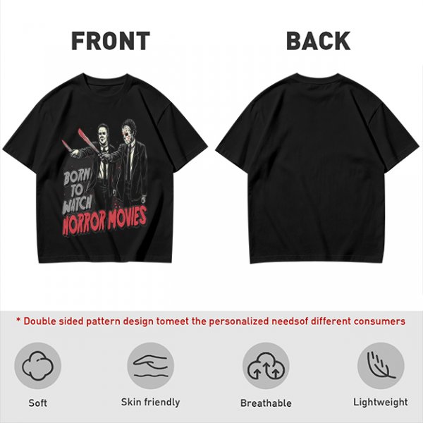 Born To Watch Horror Movies Halloween Themed Graphic T-Shirt