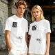 Olive green graphic t-shirt with cute eye design and Japanese text print