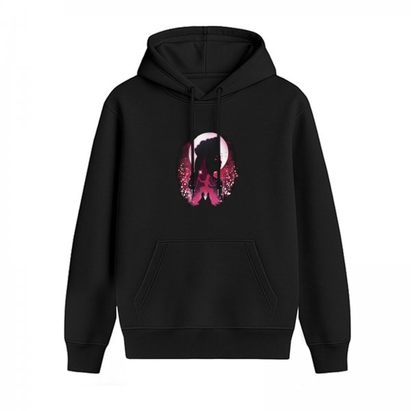 Black Hoodie With Pink Silhouette Warrior Art Print