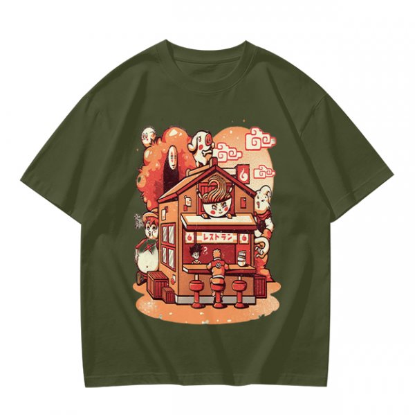 Anime Style Restaurant Scene Graphic T-Shirt Artwork