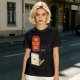 Black cat typing on laptop with 'Purr My Last Email' graphic t-shirt