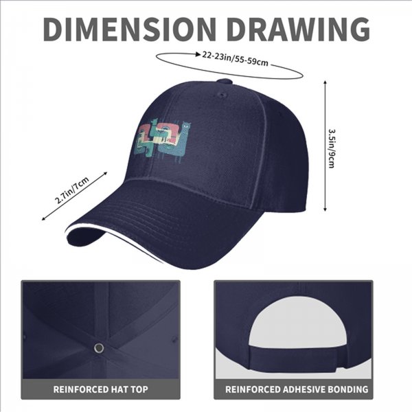 Black Baseball Cap With Interlocking Llama Graphic Print