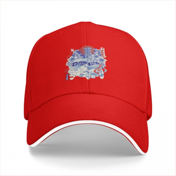 Black Baseball Cap With Japanese Anime Inspired Graphic Print