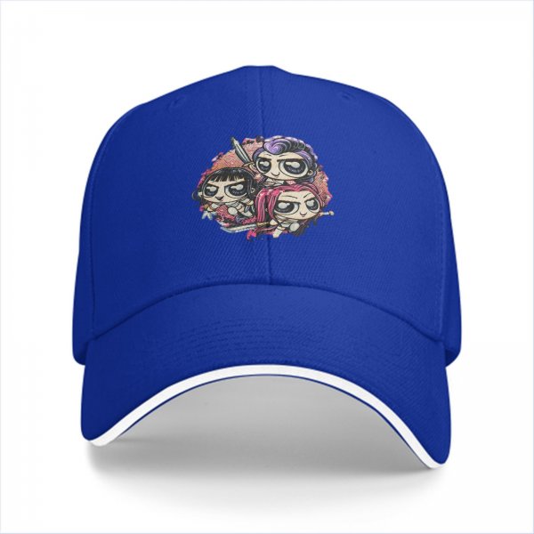 Black Baseball Cap With Chibi Warrior Girls Graphic Print