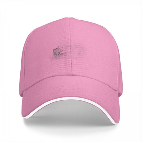 Black Baseball Cap with Small Subtle Front Graphic and White Brim Trim