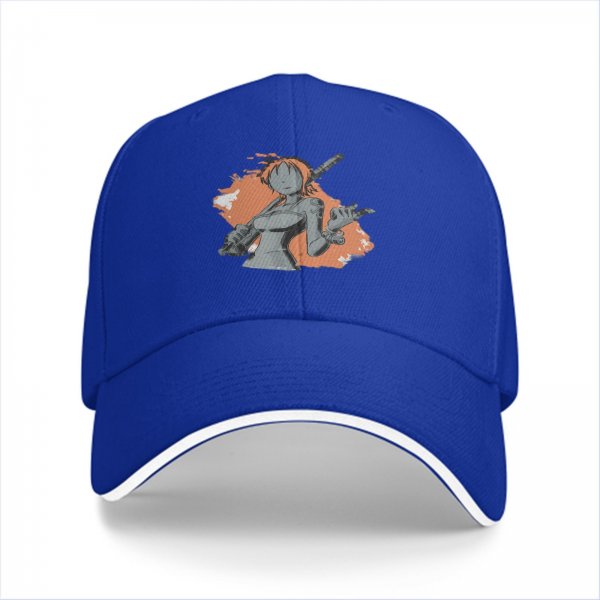 Black Baseball Cap with Anime Female Character Graphic