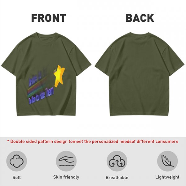 Olive Graphic T-Shirt With Star And Rainbow Text Design