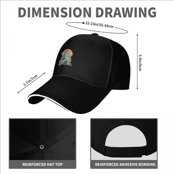 Black Baseball Cap With Themed Fantasy Warrior Art Print