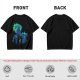 Olive Green Anime Graphic T-Shirt with Spiky Character Art