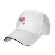 Black baseball cap with sad running pink heart graphic