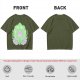 Olive Green T-Shirt With Leaf Shaped Tamagotchi Totoro Print