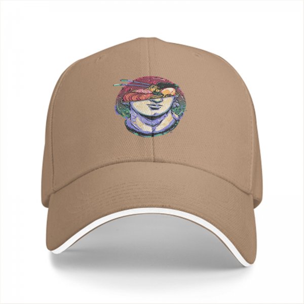 Black Baseball Cap With Surreal Sushi Portrait Graphic