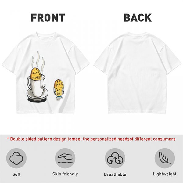 Olive T-Shirt With Funny Cookie In Coffee Cup Print