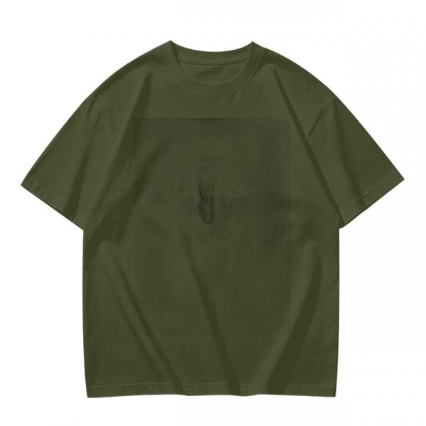 Oversized Olive Green Crewneck T-Shirt with Subtle Chest Graphic