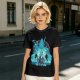 Fantasy warrior ghost print olive green graphic t-shirt