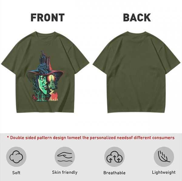 Olive T-Shirt with Wicked Witch of the West Emerald City Artwork