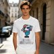 Olive T-shirt with Cartoon Character Holding Mushrooms Print