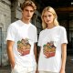 Olive T-shirt with Chibi Anime Characters in Takeout Box