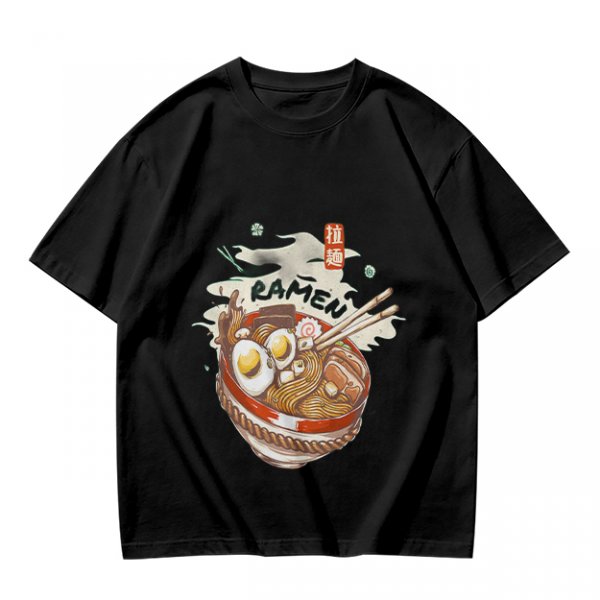 Olive Green T-Shirt With Ramen Bowl Graphic Print