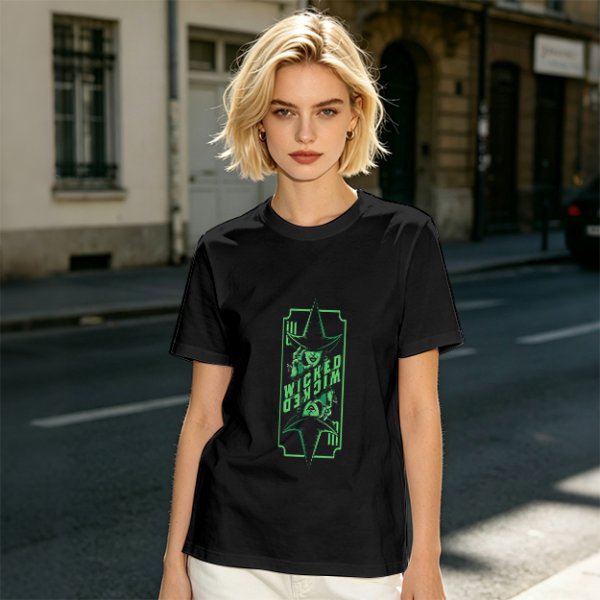 Olive Green T-Shirt With Wicked Witch Graphic Print