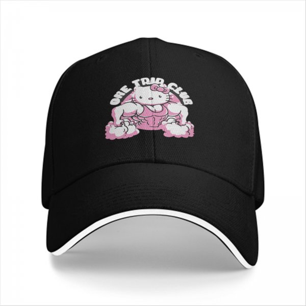 Black Baseball Cap With Buff Hello Kitty One Trip Club Print
