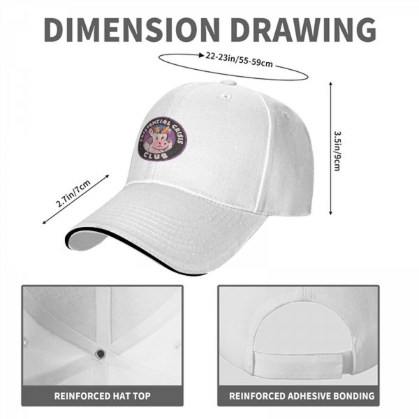 Black baseball cap with Existential Crisis Club sad unicorn graphic