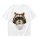 Olive Green T-Shirt With Smiling Raccoon Graphic Print