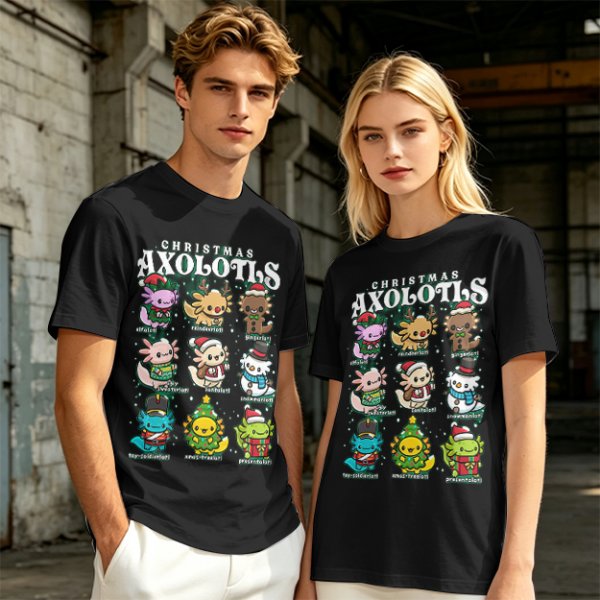 Christmas Axolotls Cute Holiday Graphic T-Shirt Design
