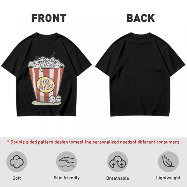 Olive T-Shirt With Pop Cats Popcorn Bucket Graphic