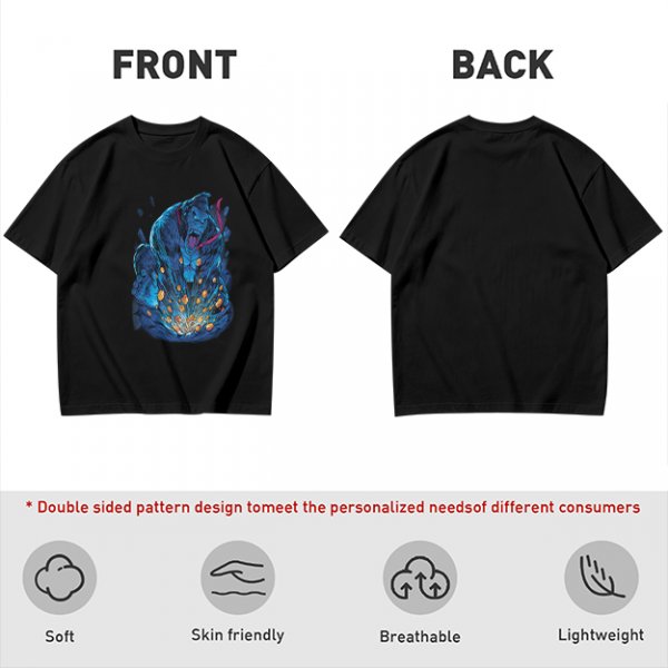 Olive T-Shirt With Blue Fantasy Monster Graphic Print