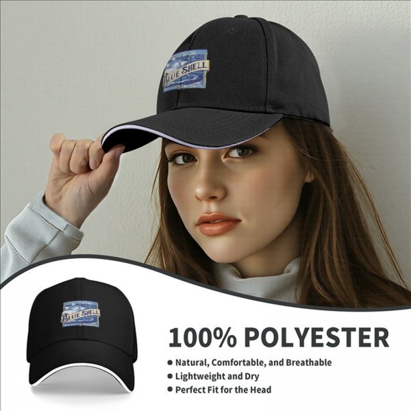 Black Baseball Cap with Blue Shell Brewing Co Mushroom White IPA Print
