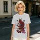 Olive T-shirt with Red Chinese Dragon and Cloud Graphic Print