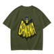 Olive green t-shirt with banana bat logo graphic