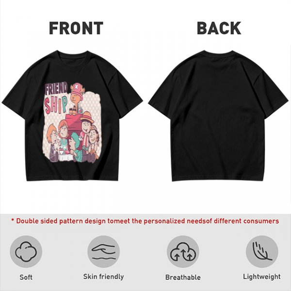 Olive T-Shirt with Friendship Themed Cartoon Crew Print