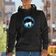 Black hoodie with glowing blue circle print featuring skeleton and large creature