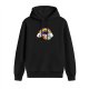 Black hoodie with existential dread rainbow graphic print
