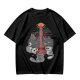 Olive T-shirt with Cat Sauron Tower Fantasy Art Print
