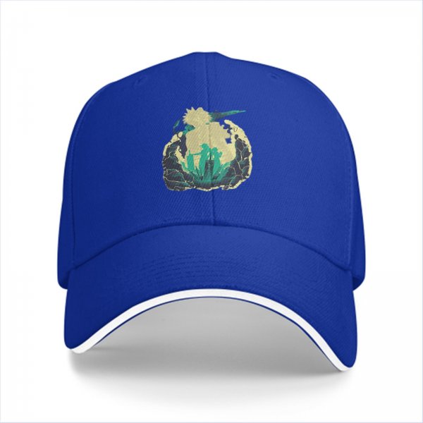 Black Baseball Cap With Anime Character Silhouette Graphic